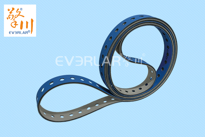 藍(lán)灰片基帶加打孔耐磨抗拉伸印刷紡織生產(chǎn)線紙張布料元件傳送平皮帶