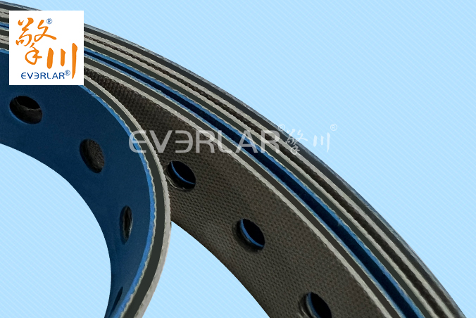 藍(lán)灰片基帶加打孔耐磨抗拉伸印刷紡織生產(chǎn)線紙張布料元件傳送平皮帶