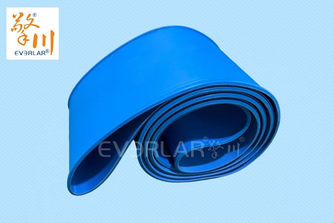 PU輸送帶加導條耐磨耐油食品級藍色啞光傳送帶食品包裝生產(chǎn)線皮帶