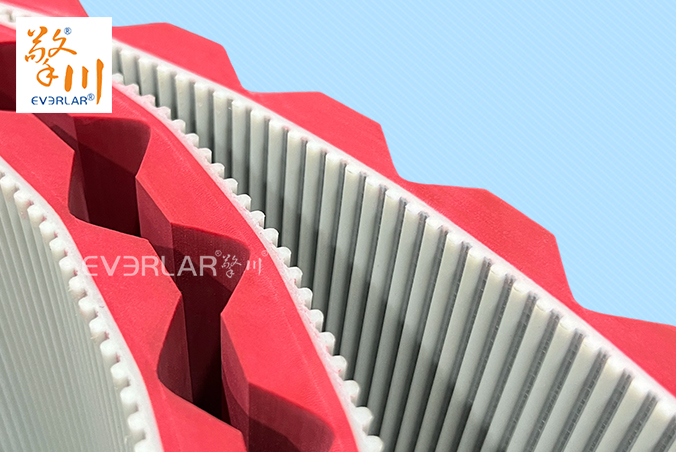 擎川定制PU同步帶加紅膠開槽精準(zhǔn)傳動食品包裝生產(chǎn)線聚氨酯傳動帶