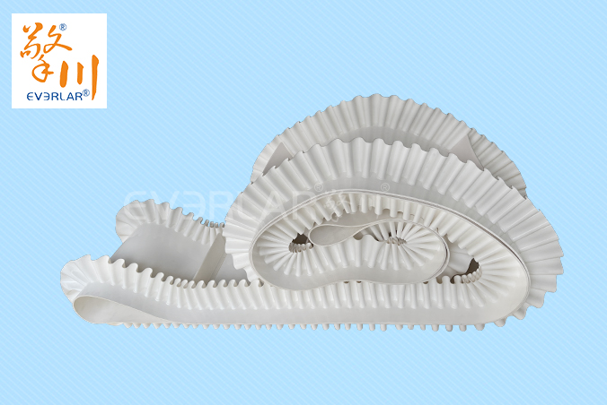 白色PVC輸送帶加擋板裙邊耐磨防側漏食品包裝機提升機輸送流水線皮帶