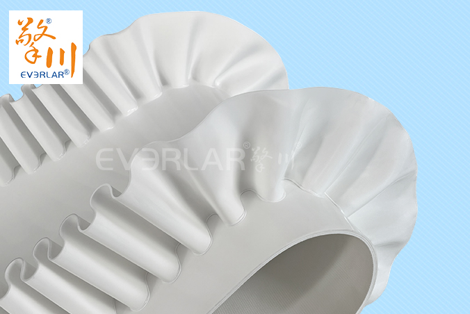 白色PVC輸送帶加擋板裙邊耐磨防側漏食品包裝機提升機輸送流水線皮帶