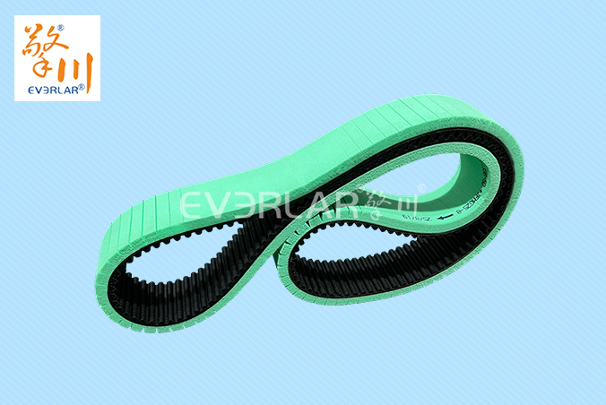 橡膠同步帶加綠色發(fā)泡膠防滑低噪音食品包裝傳動帶齒形帶定制